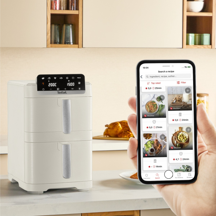 Friteuza dubla cu aer cald Tefal Easy Fry Crispy Stack EY752AE0, 2700 W, 10 L - Air fryer cu 7 programe automate, 2 compartimente, temperatura ajustab [8]