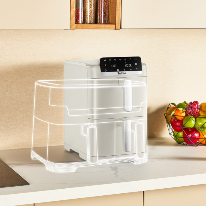 Friteuza dubla cu aer cald Tefal Easy Fry Crispy Stack EY752AE0, 2700 W, 10 L - Air fryer cu 7 programe automate, 2 compartimente, temperatura ajustab [4]