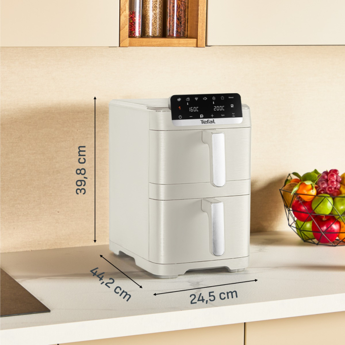 Friteuza dubla cu aer cald Tefal Easy Fry Crispy Stack EY752AE0, 2700 W, 10 L - Air fryer cu 7 programe automate, 2 compartimente, temperatura ajustab [9]