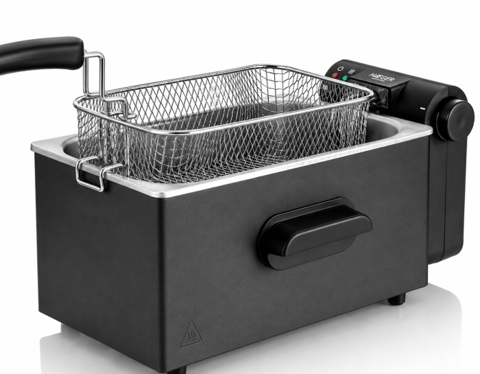 Friteuza electrica HAEGER DARK DEEP, Capacitate 3 L, Putere 2000 W, INOX, Termostat reglabil 130-190 grade C, Indicatoare luminoase, Negru [7]