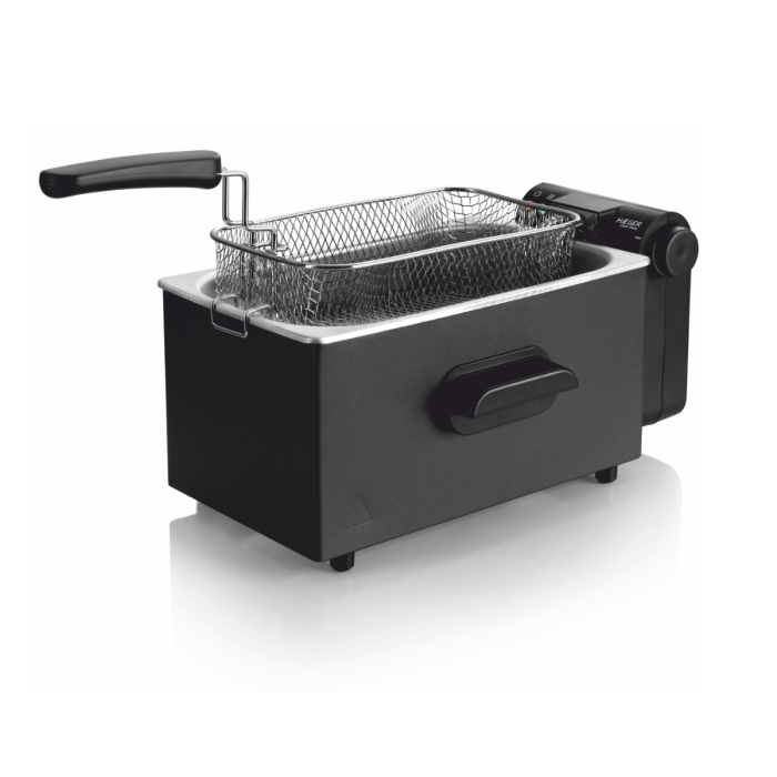 Friteuza electrica HAEGER DARK DEEP, Capacitate 3 L, Putere 2000 W, INOX, Termostat reglabil 130-190 grade C, Indicatoare luminoase, Negru [6]