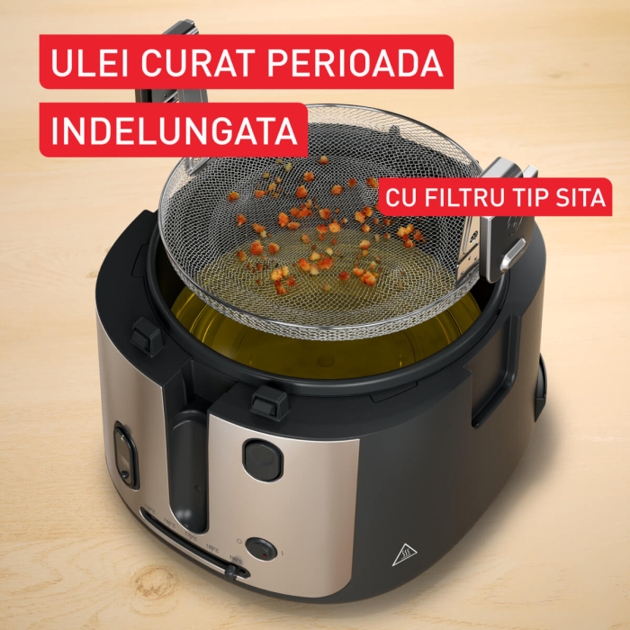 Friteuza Tefal Filtra Vision+ FF2588E0, 1900W, capacitate ulei 2.1L, capacitate alimente 1.2 KG, invelis antiaderent, filtru metalic, fereastra pe [5]