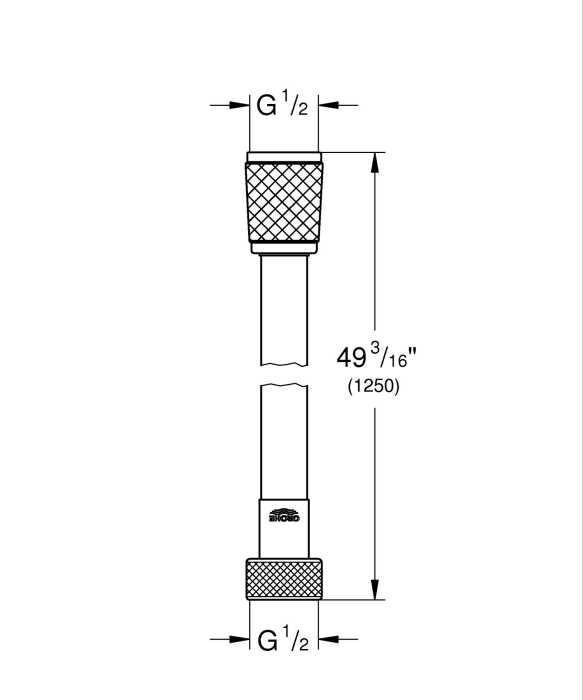 Furtun dus Grohe 28362DC1, SilverFlex, 1/2'' x 1/2'', 1.25 m, mat, otel satinat [3]