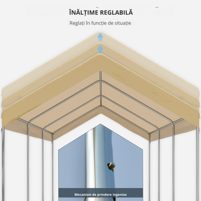  Garaj tip cort 6m x 3m, Garaj portabil, Cort de gradina cu copertina, adapost de depozitare, cu copertina din PE anti-UV si kit de ancorare, pentru masina, barca, petrecere, nunta [6]
