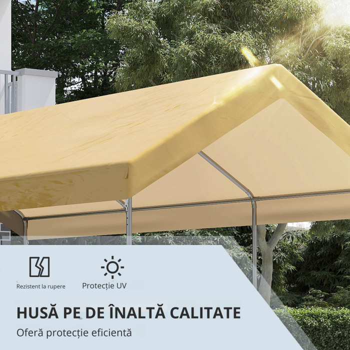  Garaj tip cort 6m x 3m, Garaj portabil, Cort de gradina cu copertina, adapost de depozitare, cu copertina din PE anti-UV si kit de ancorare, pentru masina, barca, petrecere, nunta [7]