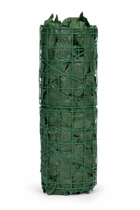 Gard artificial decorativ 50x300 cm, frunze ornamentale, protectie UV si intemperii, plastic PVC, verde inchis [7]