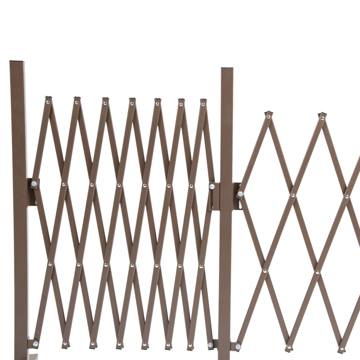  Gard Extensibil Autoportant, Grilaj Flexibil din Otel si Aluminiu, Pliabil, 52-405 cm, Maro inchis [7]
