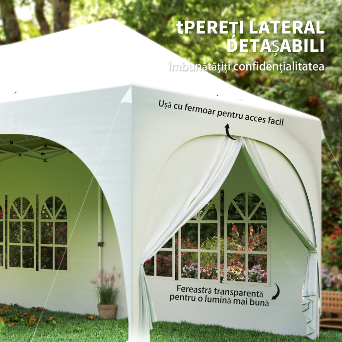  Gazebo 3x6 m Pliabil Pop Up Reglabil pe inaltime, Gazebo de Gradina cu Pereti Laterali, Saci de Nisip, Geanta de Transport, UV30+, pentru Exterior, Camping, Petreceri, Gri Deschis/Alb [7]