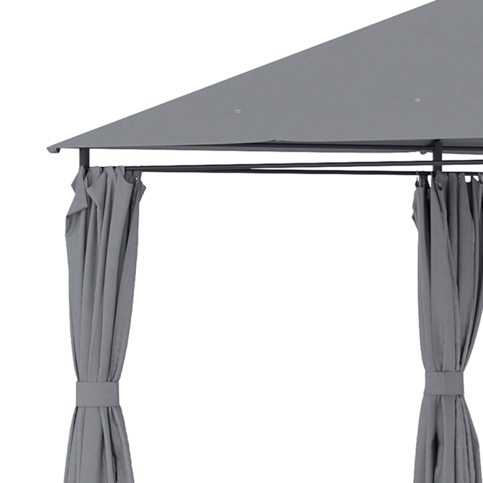  Gazebo din Otel 3x4 m cu Acoperis din Material Textil si 6 Perdele Detasabile, Gri [8]