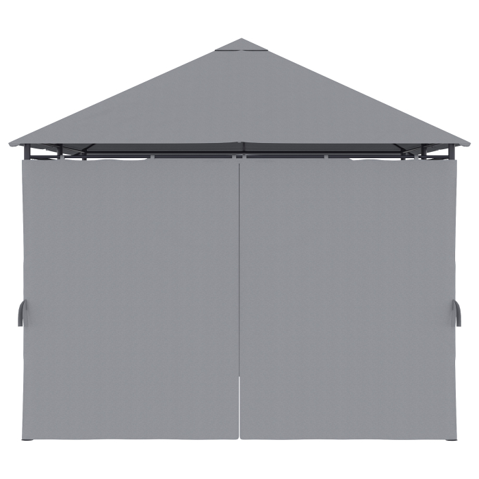  Gazebo din Otel 3x4 m cu Acoperis din Material Textil si 6 Perdele Detasabile, Gri [7]