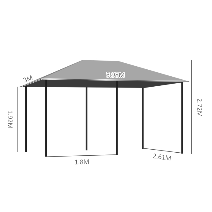  Gazebo din Otel 3x4 m cu Acoperis din Material Textil si 6 Perdele Detasabile, Gri [3]