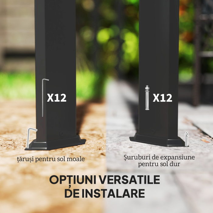  Gazebo Pergola cu Copertina Rulabila de Protectie si Orificii de Drenaj, 300x300x227 cm, Gri inchis [7]