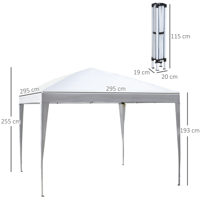 Gazebo Pliabil pentru Gradina  - Alb, 2.95x2.95m, cu Accesorii Incluse [3]