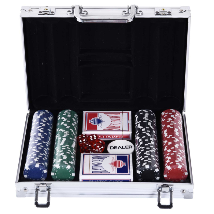  Geanta pentru Jocuri, Poker,  200 jetoane, din aluminiu, Argintiu [4]