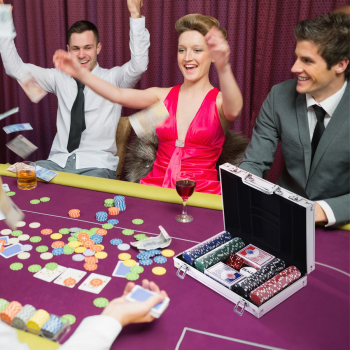  Geanta pentru Jocuri, Poker,  200 jetoane, din aluminiu, Argintiu [9]