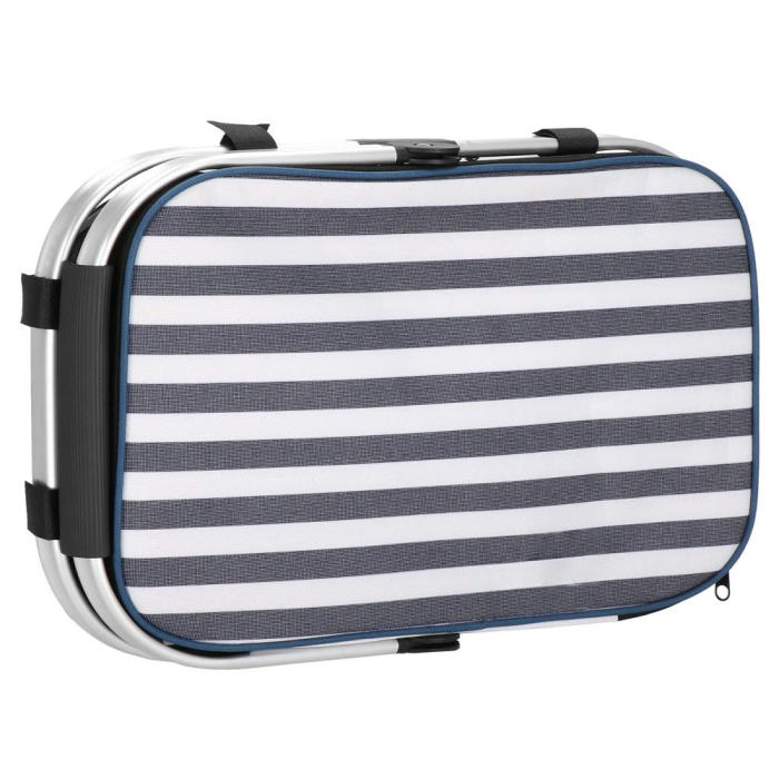 Geanta picnic plaja termoizolanta 28 litri buzunare, design modern, rezistenta, alb albastru [9]