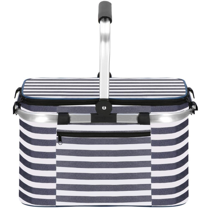 Geanta picnic plaja termoizolanta 28 litri buzunare, design modern, rezistenta, alb albastru [5]