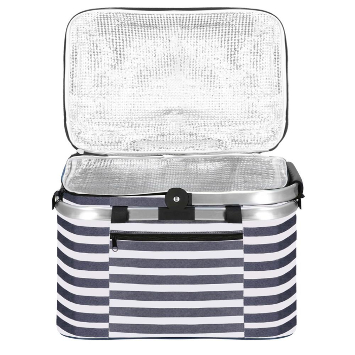 Geanta picnic plaja termoizolanta 28 litri buzunare, design modern, rezistenta, alb albastru [7]