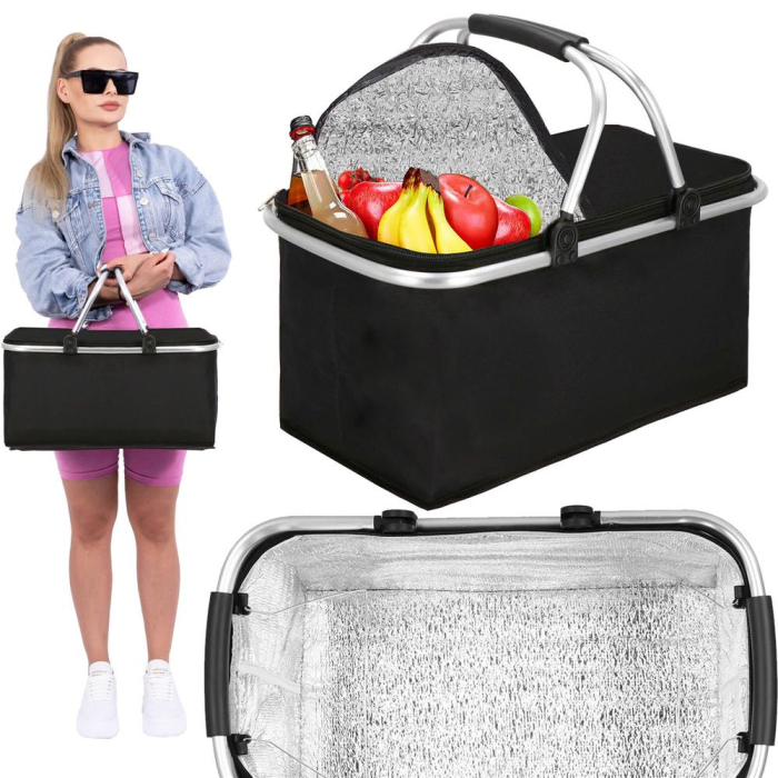 Geanta pentru picnic sau plaja, termoizolanta, 28 litri, negru [18]