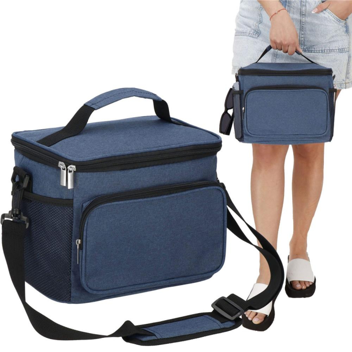 Geanta termoizolanta pentru plaja sau picnic, 11 L, pliabila, 27x19x20,5 cm, albastru [11]