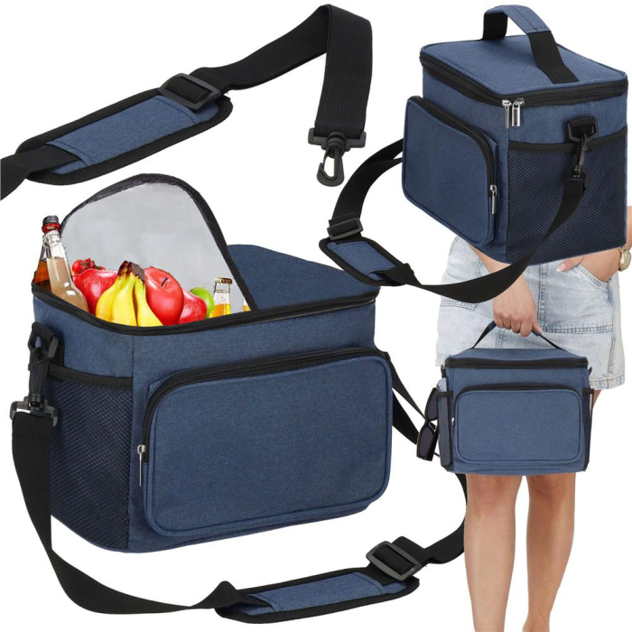 Geanta termoizolanta pentru plaja sau picnic, 11 L, pliabila, 27x19x20,5 cm, albastru [5]