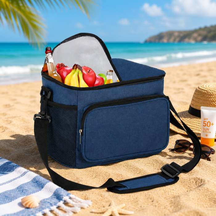 Geanta termoizolanta pentru plaja sau picnic, 11 L, pliabila, 27x19x20,5 cm, albastru [22]