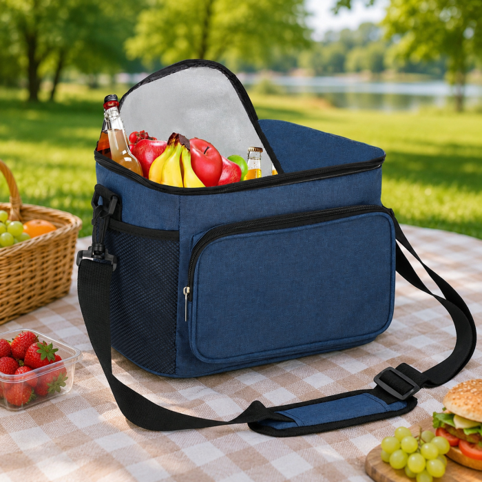 Geanta termoizolanta pentru plaja sau picnic, 11 L, pliabila, 27x19x20,5 cm, albastru [21]