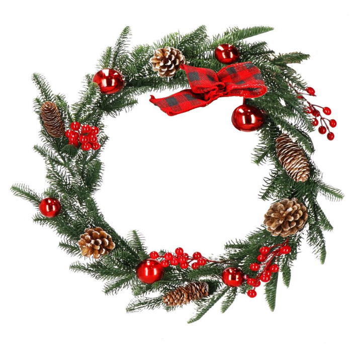 Ghirlanda artificiala decorativa de Craciun, aspect inzapezit, 150 cm, ace 3D, verde [3]