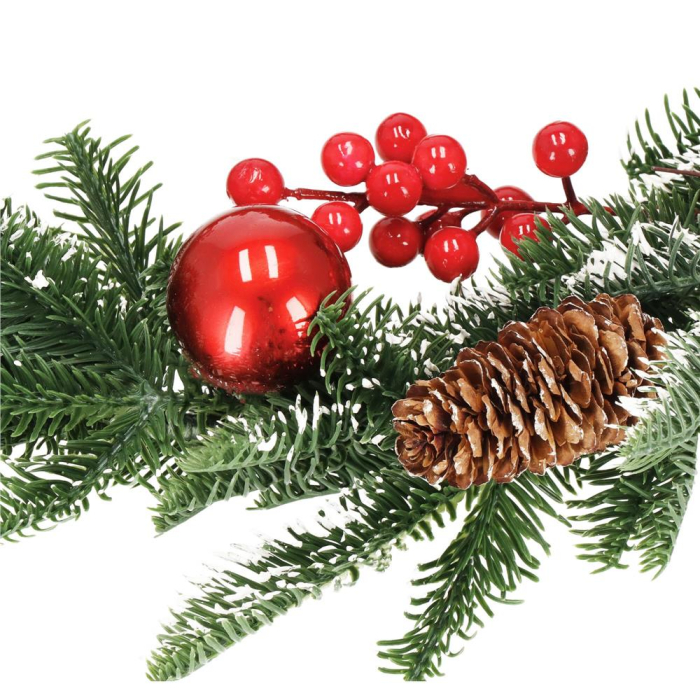 Ghirlanda artificiala decorativa de Craciun, aspect inzapezit, 150 cm, ace 3D, verde [13]