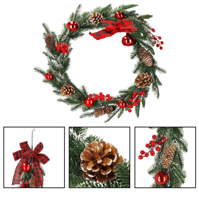 Ghirlanda artificiala decorativa de Craciun, aspect inzapezit, 150 cm, ace 3D, verde [16]