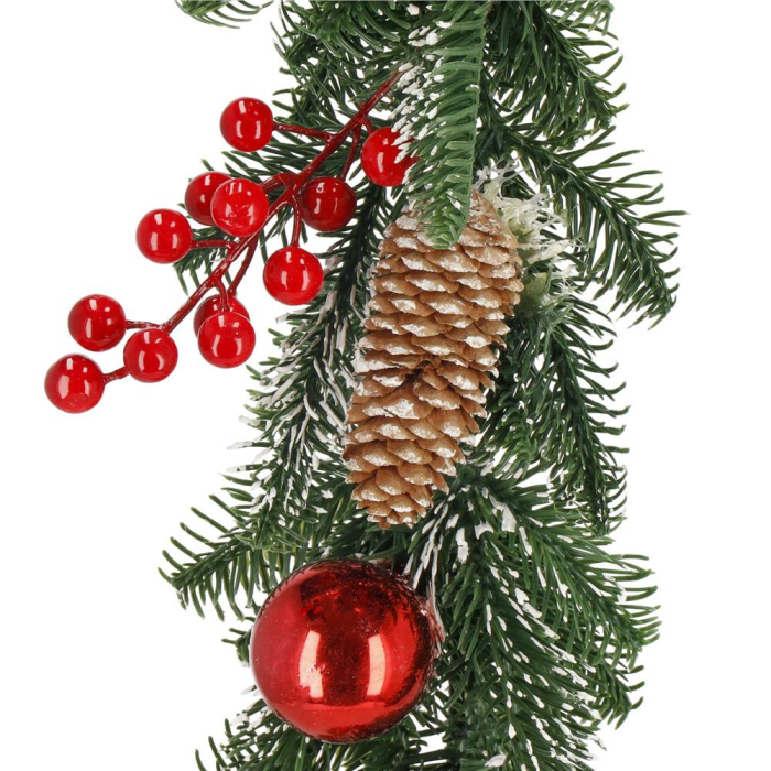 Ghirlanda artificiala decorativa de Craciun, aspect inzapezit, 150 cm, ace 3D, verde [14]