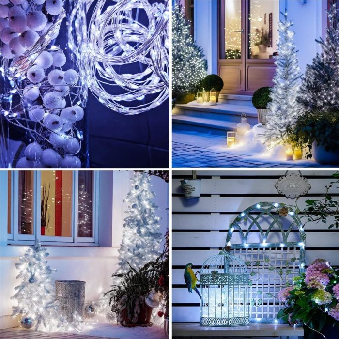 Ghirlanda luminoasa cu incarcare solara, 200 LED-uri, 22 metri, 8 functii, alb rece [10]