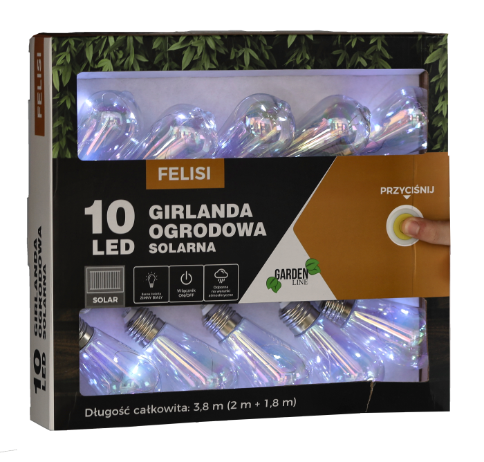 Ghirlanda luminoasa, LED, model Felisi, 10 becuri, 380cm, incarcare solara, lumina alb multicolor [4]