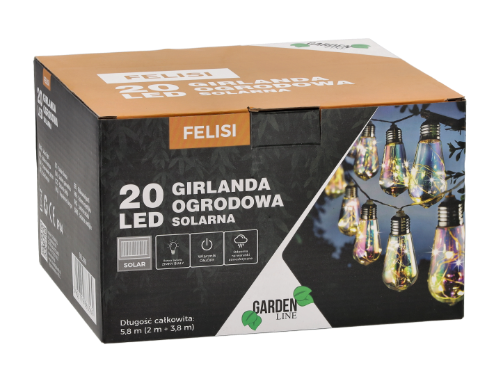 Ghirlanda luminoasa, LED, model Felisi, 20 becuri, 580cm, incarcare solara, lumina alb multicolor [2]