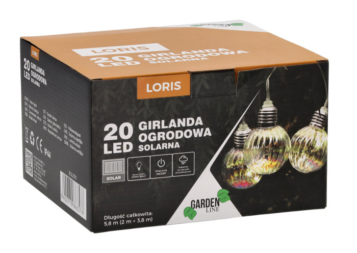 Ghirlanda luminoasa, LED, model Loris, 20 becuri, 580cm, incarcare solara, lumina alb multicolor [2]