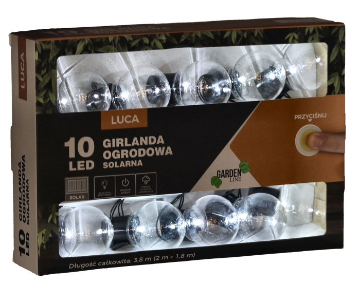 Ghirlanda luminoasa, LED, model Luca, 10 becuri, 380cm, incarcare solara, lumina alb rece [5]