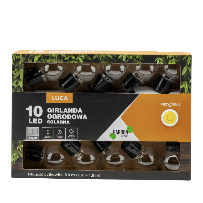 Ghirlanda luminoasa, LED, model Luca, 10 becuri, 380cm, incarcare solara, lumina alb rece [6]