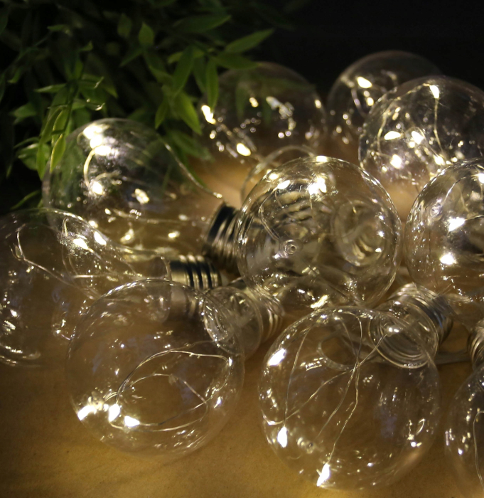 Ghirlanda luminoasa, LED, model Moza, 10 becuri, 380cm, incarcare solara, lumina alb cald [8]