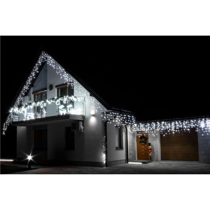 Ghirlanda luminoasa tip perdea 300 LED-uri, 12m, pentru interior/exterior, cu flash, iluminare alba [22]