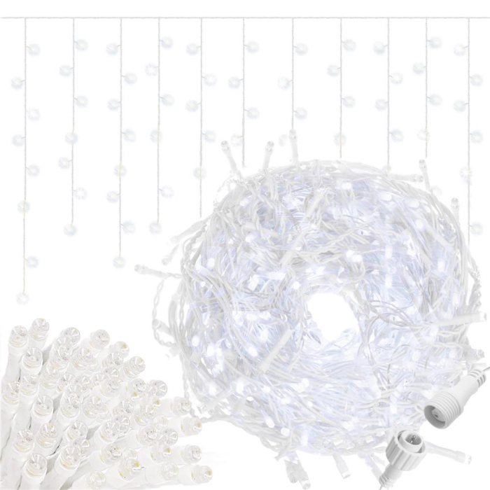 Ghirlanda luminoasa tip perdea 300 LED-uri, 12m, pentru interior/exterior, cu flash, iluminare alba [2]