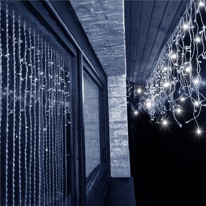 Ghirlanda luminoasa tip perdea 300 LED-uri, 12m, pentru interior/exterior, cu flash, iluminare alba [13]
