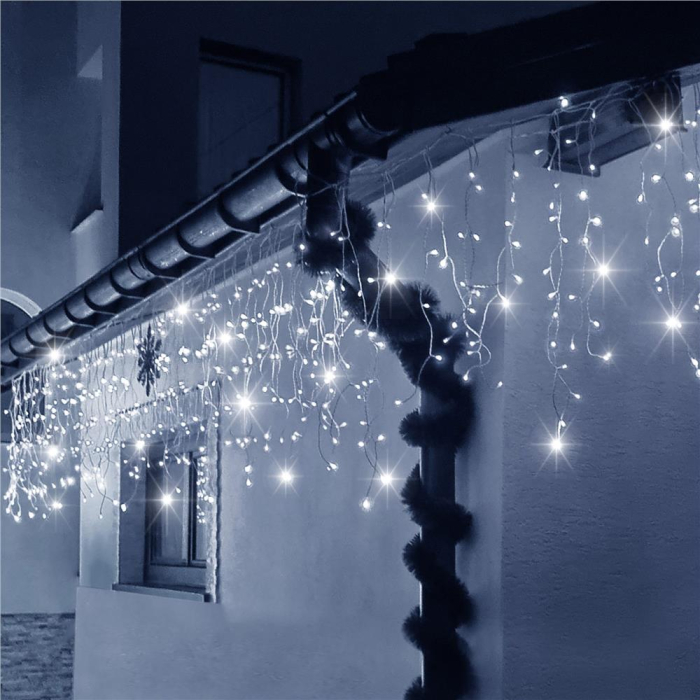 Ghirlanda luminoasa tip perdea 300 LED-uri, 12m, pentru interior/exterior, cu flash, iluminare alba [14]