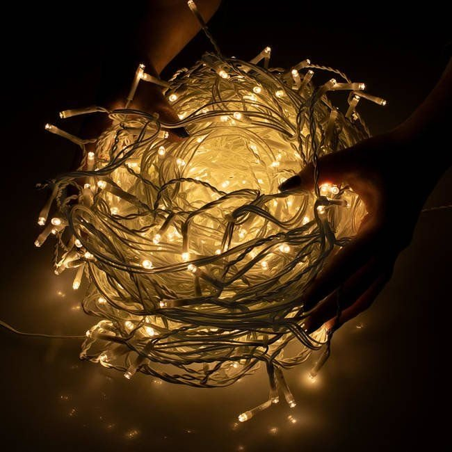 Ghirlanda luminoasa tip perdea 300 LED-uri, 12m, pentru interior/exterior, iluminare galbena [3]