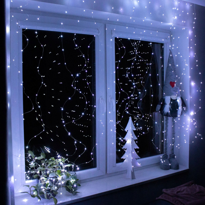 Ghirlanda luminoasa tip perdea 400 LED-uri, 3m, pentru interior/exterior, iluminare alba [2]