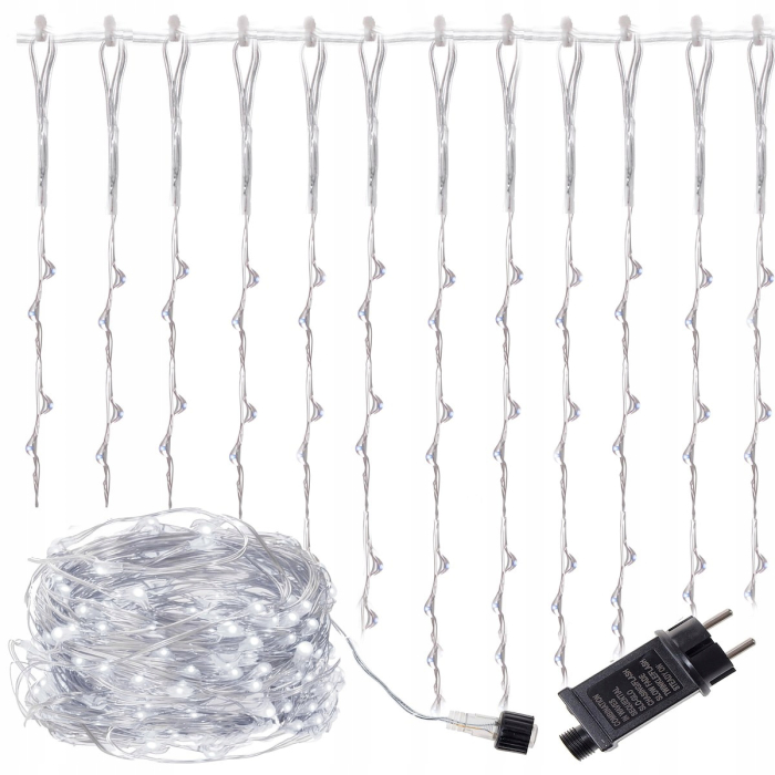 Ghirlanda luminoasa tip perdea 400 LED-uri, 3m, pentru interior/exterior, iluminare alba [9]