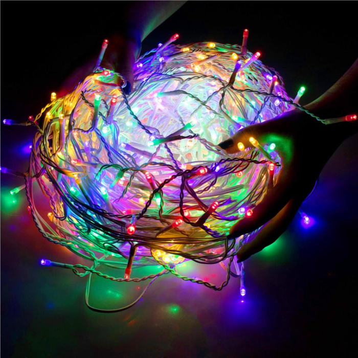 Ghirlanda luminoasa tip perdea cu flash 500 LED-uri, 20m, pentru interior/exterior, iluminare multicolora [3]