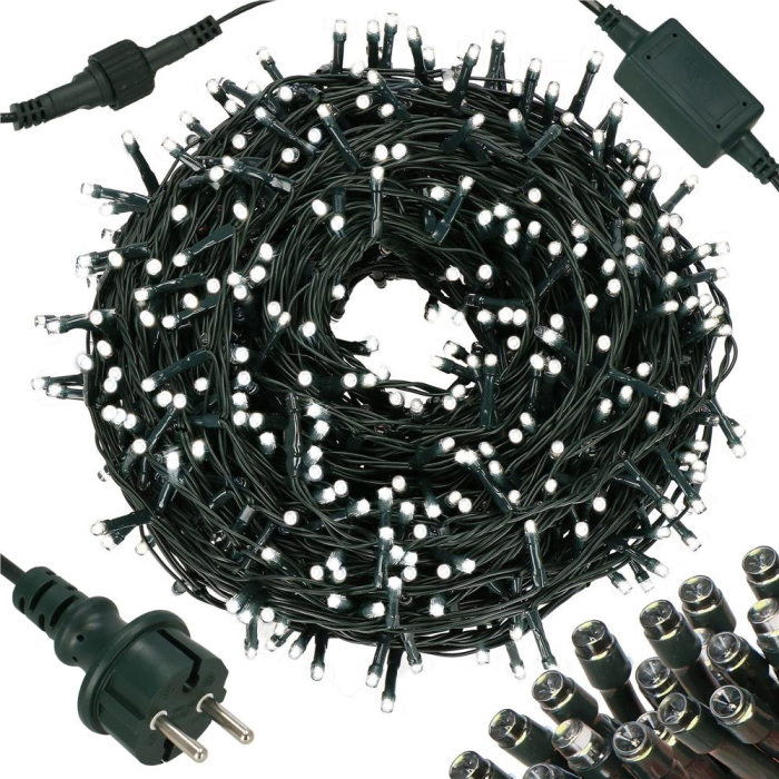 Ghirlanda luminoasa tip perdea Premium 300 LED-uri, 14,5m, 18Wati, interior/exterior, cu flash, alb rece [12]