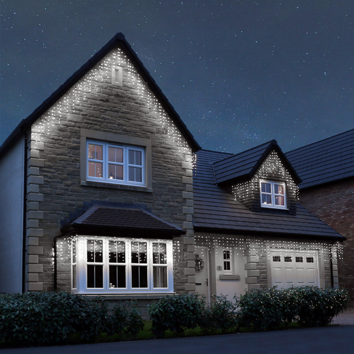 Ghirlanda luminoasa tip perdea Premium 300 LED-uri, 14,5m, 18Wati, interior/exterior, cu flash, alb rece [2]