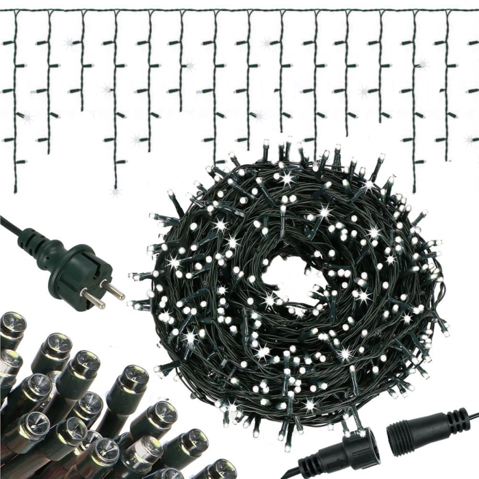 Ghirlanda luminoasa tip perdea Premium 300 LED-uri, 14,5m, 18Wati, interior/exterior, cu flash, alb rece [3]