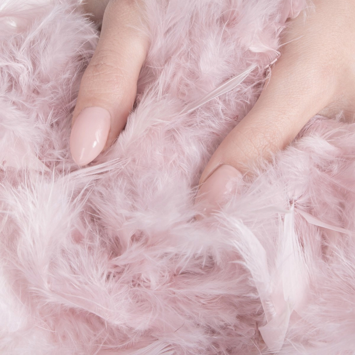 Ghirlanda pentru decor sau bradul de Craciun, model puf si pene, roz, 180cm [5]